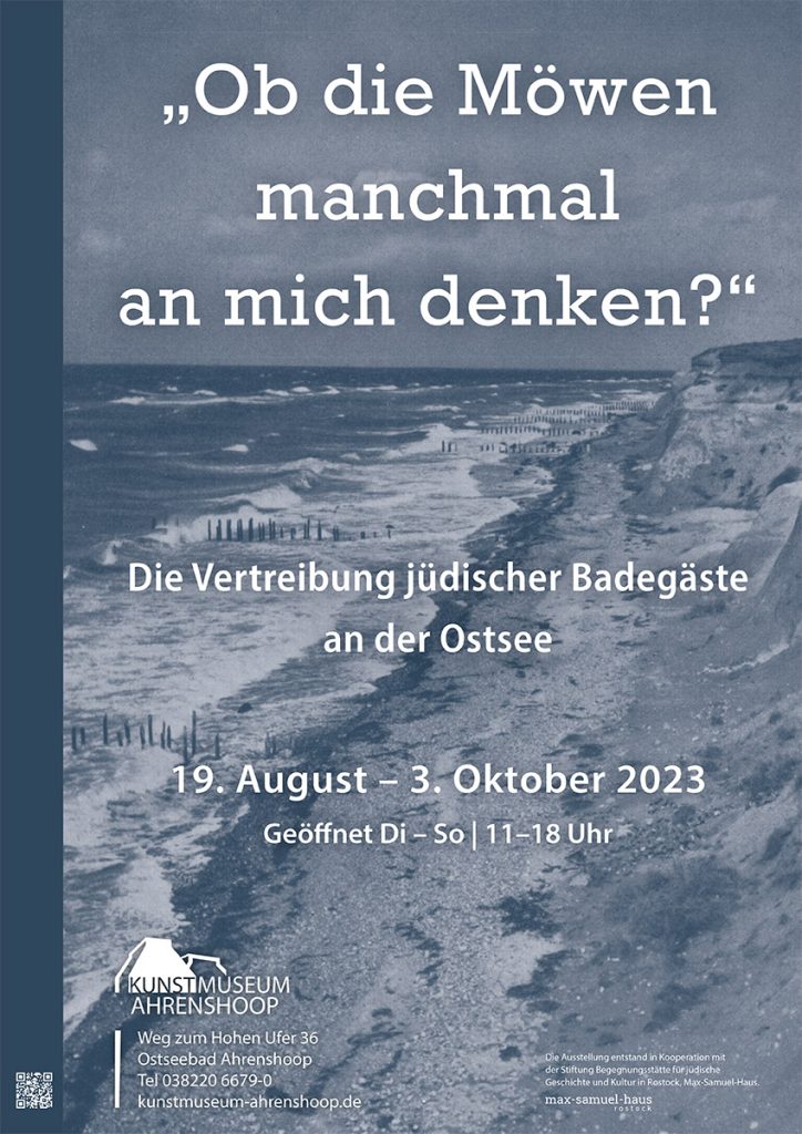Plakat zur Ausstellung "Ob die Möwen manchmal an mich denken?" - Die Vertreibung jüdischer Badegäste an der Ostsee